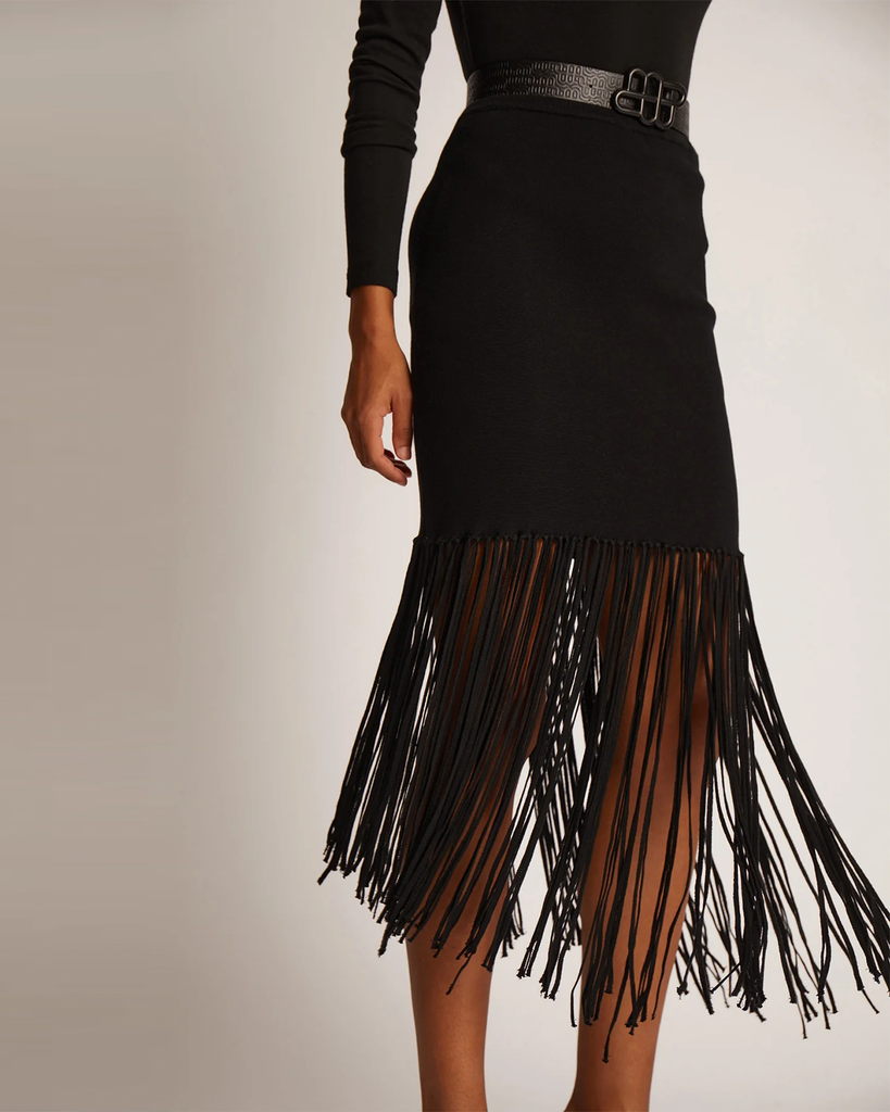 Tayru Fringe Skirt 38 Black